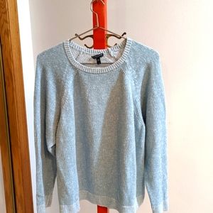 Eileen Fisher Woman 2x Light Blue Knit Scoop Neck Sweater